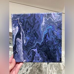 Hand Crafted Blue and Purple Swirl Painting